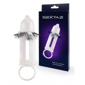Эластичная насадка на пенис с подхватом мошонки и стимулирующими «ресничками» - Sextaz - в Томске купить с доставкой