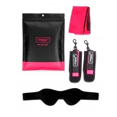 Черно-розовый эротический набор: маска, наручники и повязка - Erokay - купить с доставкой в Томске