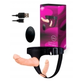 Женский страпон с 2 насадками, вибрацией и пультом ДУ - Erowoman-Eroman - купить с доставкой в Томске