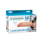 Телесный пустотелый фаллопротез 5’’ Hollow Silicone Strap-On - 14 см. - Pipedream - купить с доставкой в Томске