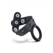 Черное эрекционное кольцо с подхватом мошонки на кнопках VS6 - Blush Novelties - в Томске купить с доставкой