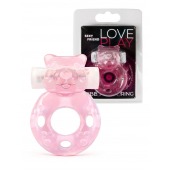 Розовое эрекционное виброкольцо в форме мишки - 1137 - в Томске купить с доставкой
