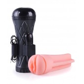 Телесный мастурбатор-вагина в черной колбе с вибрацией - Boys of Toys - в Томске купить с доставкой