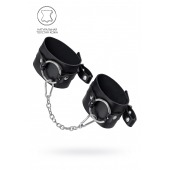 Черные оковы из толстой кожи с люверсами - Pecado - купить с доставкой в Томске