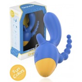 Синий мини-вибратор с анальным хвостом и управлением через приложение - 13 см. - Oninder