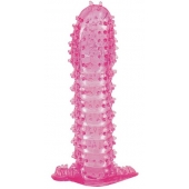 Гелевая розовая насадка с шипами - 12 см. - Toyfa Basic - в Томске купить с доставкой