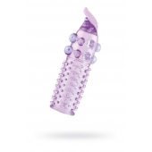 Гелевая фиолетовая насадка с шариками, шипами и усиком - 11 см. - Toyfa Basic - в Томске купить с доставкой