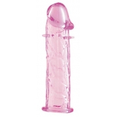 Гладкая розовая насадка с усиками под головкой - 12,5 см. - Toyfa Basic - в Томске купить с доставкой