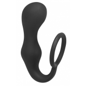Чёрное эрекционное кольцо с анальной пробкой Double Pleasure Anal Plug - Lola Games - в Томске купить с доставкой