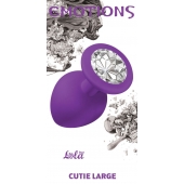 Большая фиолетовая анальная пробка Emotions Cutie Large с прозрачным кристаллом - 10 см. - Lola Games - купить с доставкой в Томске