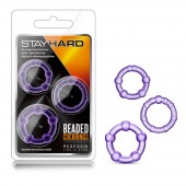 Набор из 3 фиолетовых эрекционных колец Stay Hard Beaded Cockrings - Blush Novelties - в Томске купить с доставкой