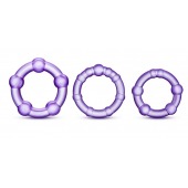 Набор из 3 фиолетовых эрекционных колец Stay Hard Beaded Cockrings - Blush Novelties - в Томске купить с доставкой