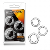 Набор из 3 прозрачных эрекционных колец Stay Hard Beaded Cockrings - Blush Novelties - в Томске купить с доставкой