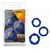Набор из 3 синих эрекционных колец Stay Hard Beaded Cockrings - Blush Novelties - в Томске купить с доставкой