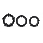 Набор из 3 чёрных эрекционных колец Stay Hard Beaded Cockrings - Blush Novelties - в Томске купить с доставкой
