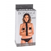 Ошейник с длинной лентой и наручниками Strap Bondage Kit Plus Size - Lola Games - купить с доставкой в Томске