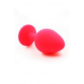 Розовая силиконовая анальная пробка с красным кристаллом - 7 см. - Kanikule - купить с доставкой в Томске