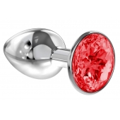 Малая серебристая анальная пробка Diamond Red Sparkle Small с красным кристаллом - 7 см. - Lola Games - купить с доставкой в Томске