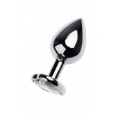 Серебристая анальная пробка с прозрачным кристаллом-сердцем - 8 см. - ToyFa - купить с доставкой в Томске