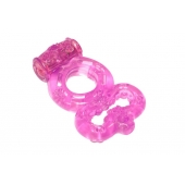 Розовое эрекционное кольцо Rings Treadle с подхватом - Lola Games - в Томске купить с доставкой
