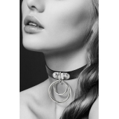 Черный чокер с двумя кольцами - Bijoux Pour Toi - купить с доставкой в Томске
