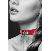 Красный узенький чокер с кольцом - Bijoux Pour Toi - купить с доставкой в Томске