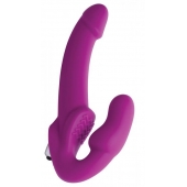 Ярко-розовый безремневой вибрострапон Evoke Vibrating Strapless Silicone Strap-on Dildo - XR Brands - купить с доставкой в Томске