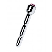 Серебристый уретральный плаг со стразом - 7 см. - ToyFa - купить с доставкой в Томске