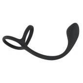 Эрекционное кольцо с утяжкой на мошонку и анальным плаг Black Velvets - Orion - в Томске купить с доставкой Эрекционное кольцо с утяжкой на мошонку и анальным плаг Black Velvets - Orion - в Томске купить с доставкой