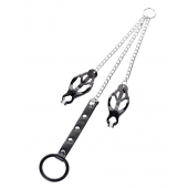 Черно-серебристые зажимы для сосков с кольцом для пениса TOYFA Metal - ToyFa - купить с доставкой в Томске