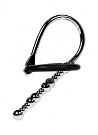 Серебристый уретральный плаг-бусины TOYFA Metal с мягким фиксириющим кольцом - ToyFa - купить с доставкой в Томске