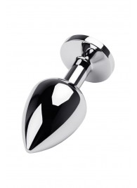 Серебристая коническая анальная пробка с красным кристаллом - 8 см. - ToyFa - купить с доставкой в Томске