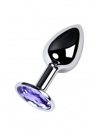 Серебристая конусовидная анальная пробка с фиолетовым кристаллом - 7 см. - ToyFa - купить с доставкой в Томске