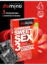 Презервативы для орального секса DOMINO Sweet Sex с ароматом клубничного коктейля  - 3 шт. - Domino - купить с доставкой в Томске