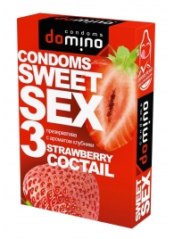 Презервативы для орального секса DOMINO Sweet Sex с ароматом клубничного коктейля  - 3 шт. - Domino - купить с доставкой в Томске