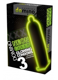 Презервативы DOMINO Neon Green со светящимся в темноте кончиком - 3 шт. - Domino - купить с доставкой в Томске