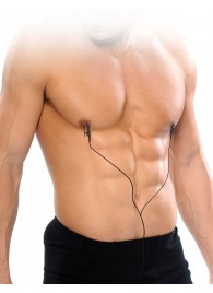 Черные электрические зажимы для сосков Shock Therapy Nipple Clamps - Pipedream - купить с доставкой в Томске