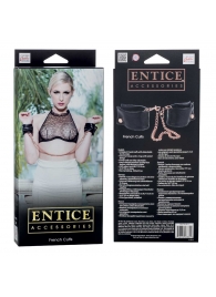 Черные мягкие наручники Entice French Cuffs с цепью - California Exotic Novelties - купить с доставкой в Томске