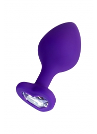 Фиолетовая анальная втулка Diamond Heart с прозрачным кристаллом - 8 см. - ToyFa - купить с доставкой в Томске