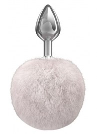 Серебристая анальная пробка с белым пушистым хвостиком Twinkle - Lola Games - купить с доставкой в Томске