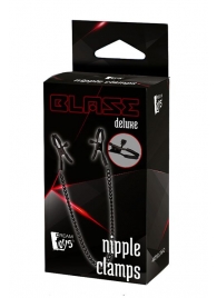 Черные зажимы на соски на цепочке BLAZE DELUXE NIPPLE CLAMPS - Dream Toys - купить с доставкой в Томске