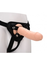 Черные трусики с телесной насадкой STRAP ON REAL DILDO - 21 см. - Dream Toys - купить с доставкой в Томске