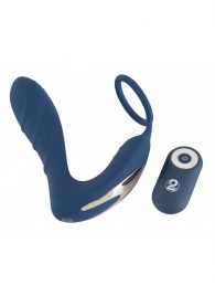 Синий вибростимулятор простаты с кольцом - 14,5 см. - Orion - в Томске купить с доставкой