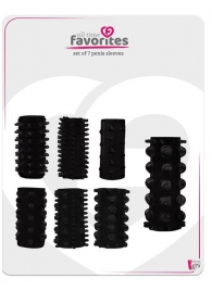 Набор из 7 черных насадок PENIS SLEEVES SET - Dream Toys - в Томске купить с доставкой