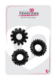 Набор из 3 черных эрекционных колец SET OF 3 COCKRINGS - Dream Toys - в Томске купить с доставкой