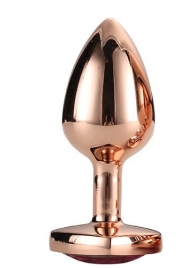 Золотистая анальная втулка с кристаллом-сердечком розового цвета - 7,1 см. - Dream Toys - купить с доставкой в Томске