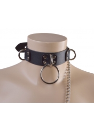 Черный кожаный ошейник Big Ring - Sitabella - купить с доставкой в Томске