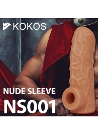 Телесная открытая насадка-реалистик с подхватом мошонки Nude Sleeve M - 12 см. - KOKOS - в Томске купить с доставкой