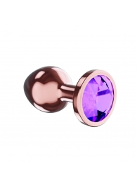 Пробка цвета розового золота с фиолетовым кристаллом Diamond Amethyst Shine S - 7,2 см. - Lola Games - купить с доставкой в Томске