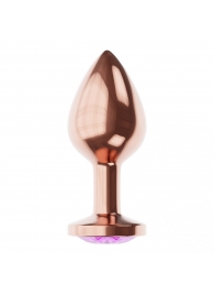 Пробка цвета розового золота с фиолетовым кристаллом Diamond Amethyst Shine S - 7,2 см. - Lola Games - купить с доставкой в Томске